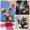 2D Acrylic Decoration American Flag Decor Red White Blue Figurine Gnome Ornament for Desktop Home Holiday, Automotive Interior Decoration
