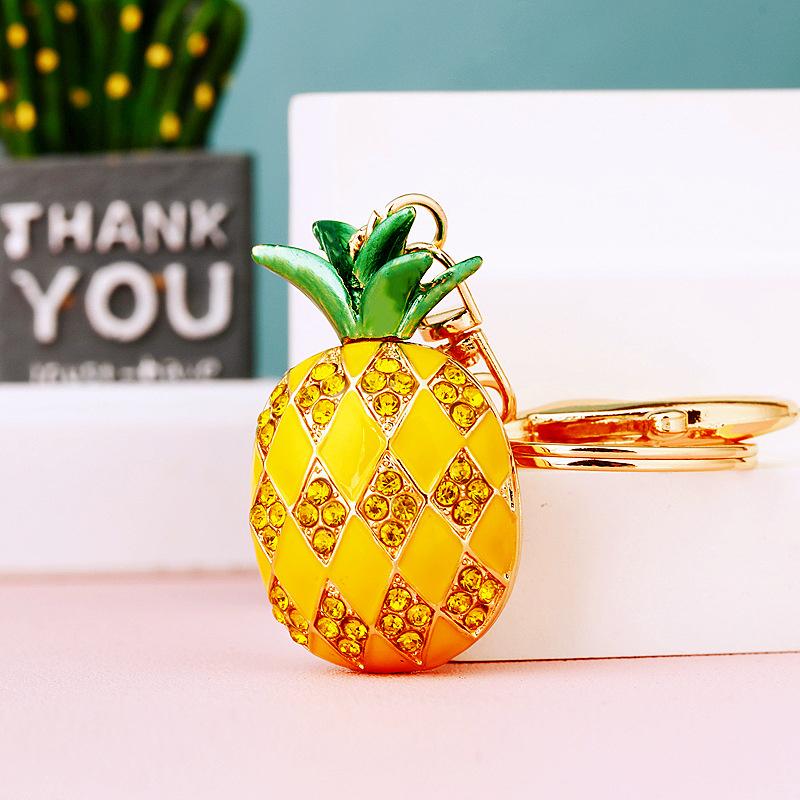 Pineapple Pendant Sparkling Rhinestones Inlaid Three-Dimensional Fruit Design Lightweight Car Bag Accessory Bag Charm