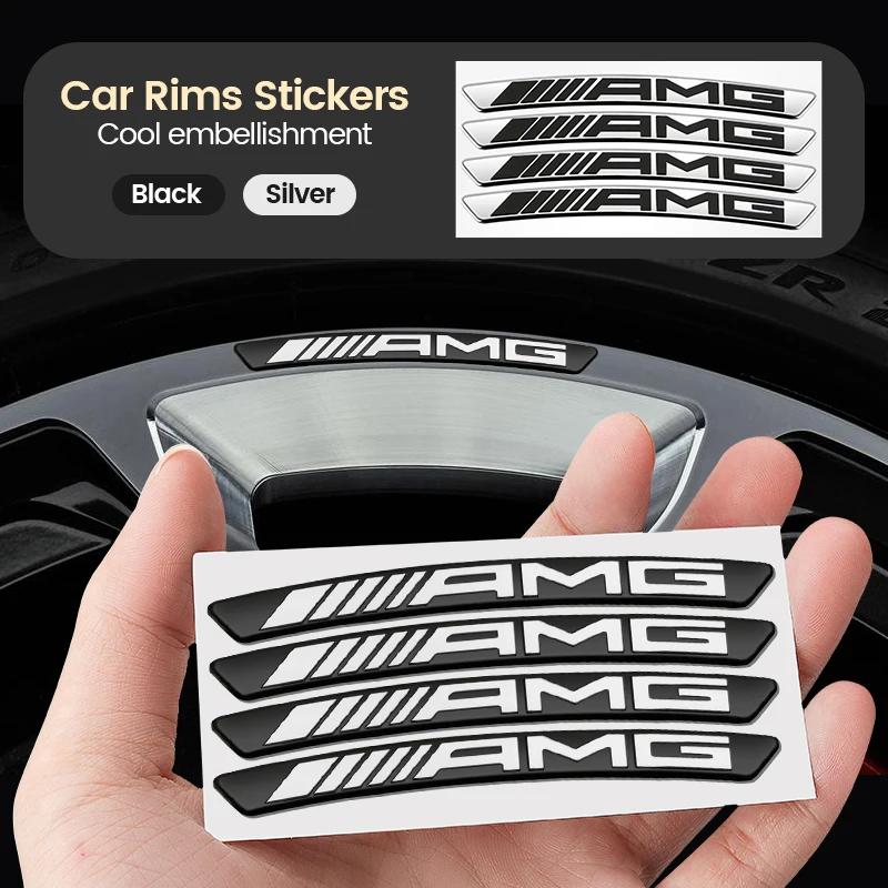 4Pcs Car Styling Wheel Rim Aluminum Logo Sticker Wheel Hub Decals For Mercedes Benz AMG A B C E G CLA C63 C63S E53 GT SLK W176 CJ1