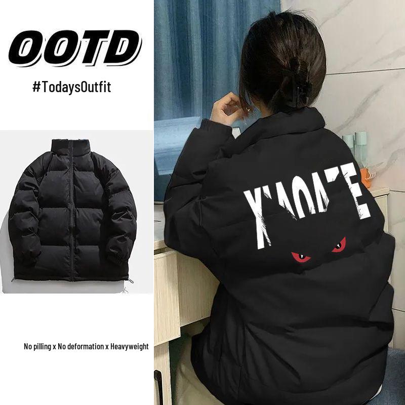 Unisex Autumn/Winter Thickened Cotton Padded Jacket with Letter Print