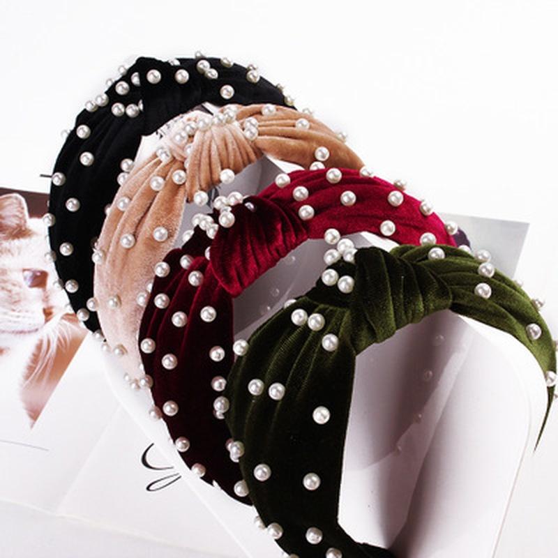 Parel Hoofdband voor Vrouwen Eenvoudige Geknoopte Haarband Mode Hoofddeksel Meisjes Haaraccessoires