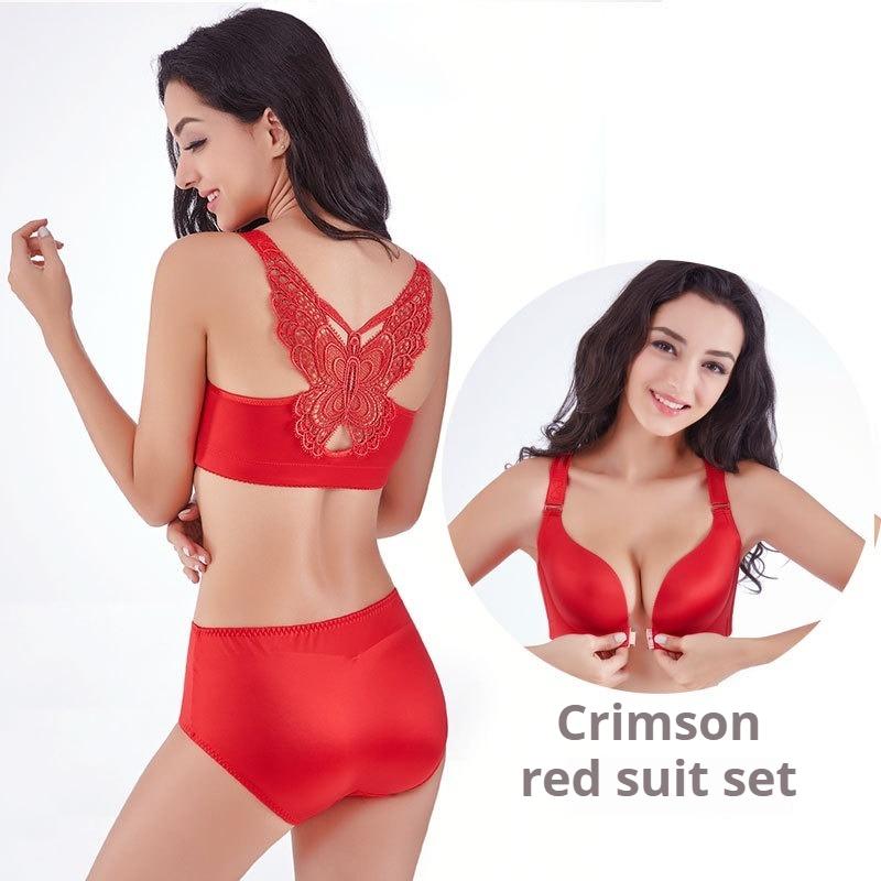 Front Buckle Plus Size Bra Fat MM Large Cup Seamless Gathered Adjustable Butterfly Beauty Backlit Sexy Underwear