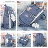 Korean Version Women's Canvas Backpack Large Capacity 4 PCS Set Middle School Rucksack Simple Wear-resistant Schoolbags with Pen Bag