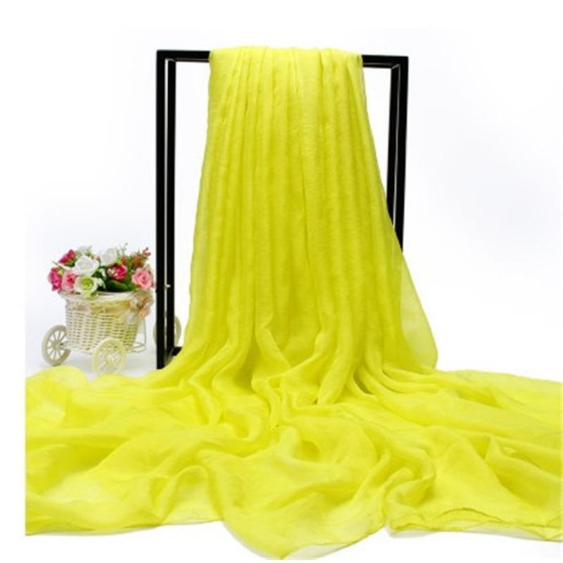 Extra Large Imitation Silk Scarf Solid Color Silk Scarf Seaside Beach Towel Long Spring and Autumn Women's Gauze Scarf Chiffon Scarf Women