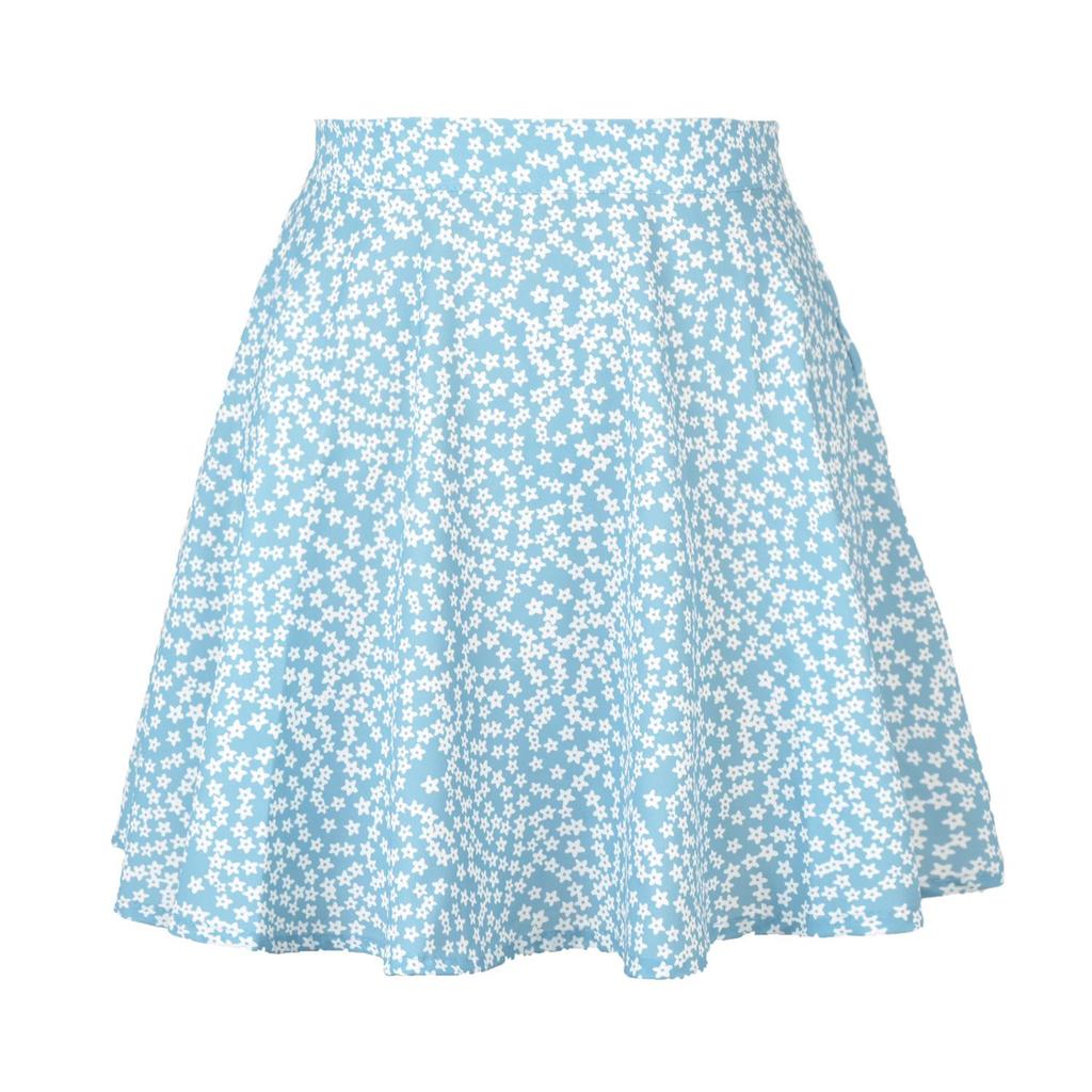 Women's Floral Bustier Chiffon Printed Umbrella Skirt ,Fresh Sweet Invisible Zipper Short Skirt