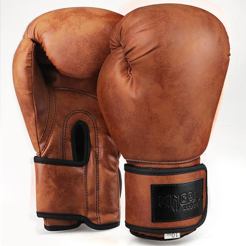 Gants de Boxe Couleur Rétro Cuir PU pour Adulte Enfants Femmes Hommes MMA Muay Thai Sanda Entraînement en Salle de Sport 6 8 10 12Oz 10OZ