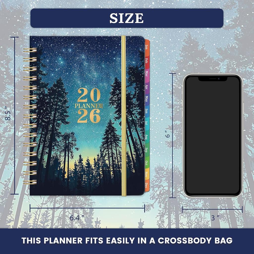2026 Planner - Planner 2026 Weekly and Monthly from January - December, Calendar Planners with Colorful Tabs, Inner Pocket, 6.4" x 8.5"