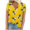 vintage women bee print t shirt short sleeve v neck tops comfortable t-shirts