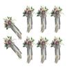 Set Of 6 Sophisticated Florals Pews Decoration with Ribbons Chair Back Ornament for Church Ceremonies and Weddings