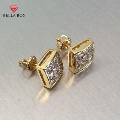 Micro Paved CZ Square Shaped Stud Earrings For Women/Men Ear Piercing Hip Hop Cool Earrings Couple Gift Statement Jewelry