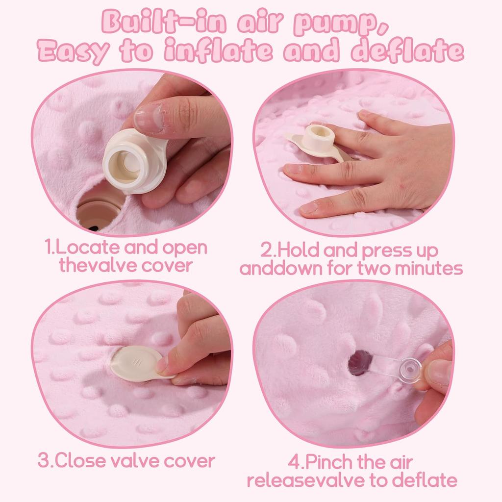 BALAPET Inflatable Baby Seat with Integrated Tray and Back Support for 3-36 Months Toddler, Soft Plush Baby Chair for Sitting Up, Blow Up Baby Floor