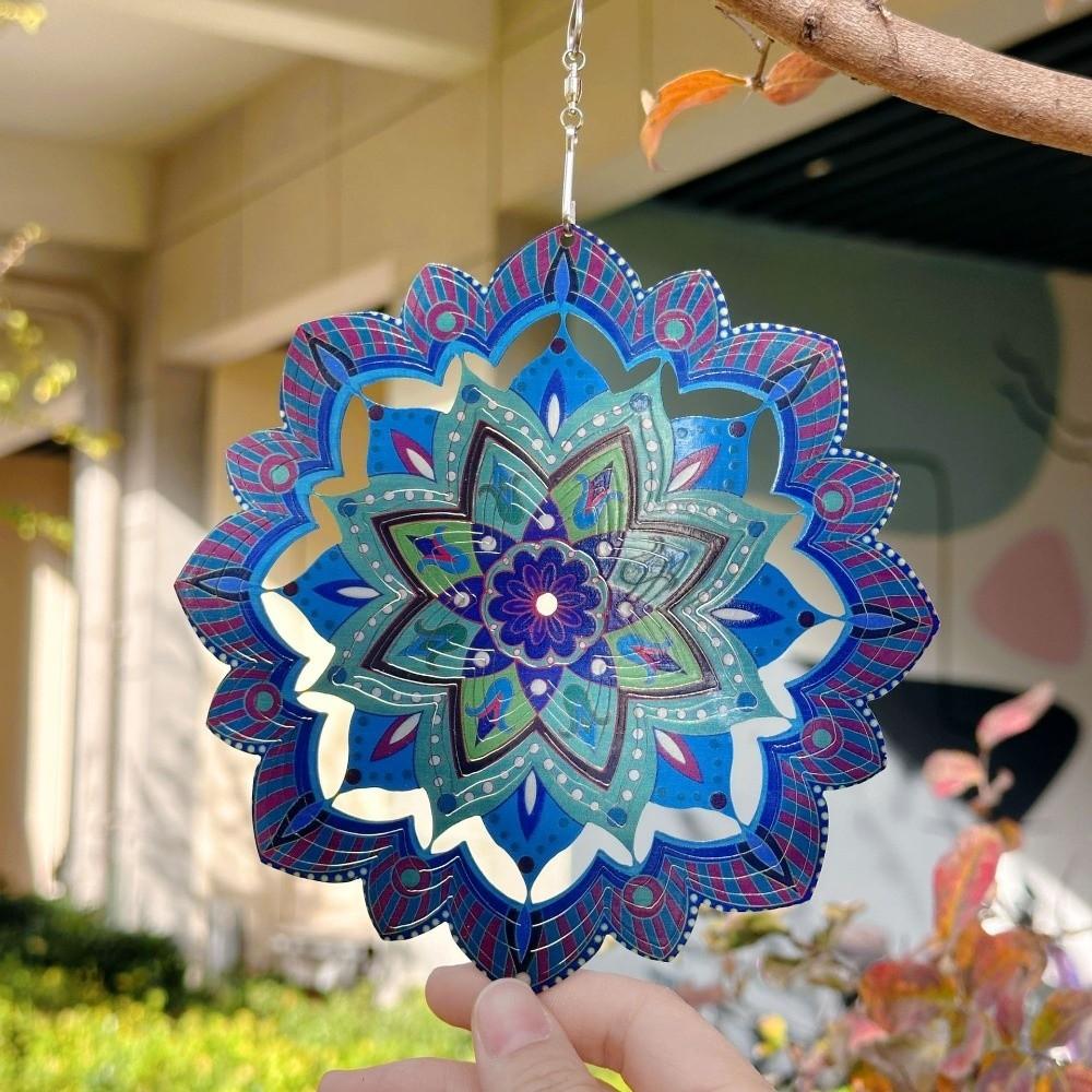 Butterfly Mandala Wind Chime 3D Wind Spinner Funny Rotating Pendant  Porch Display