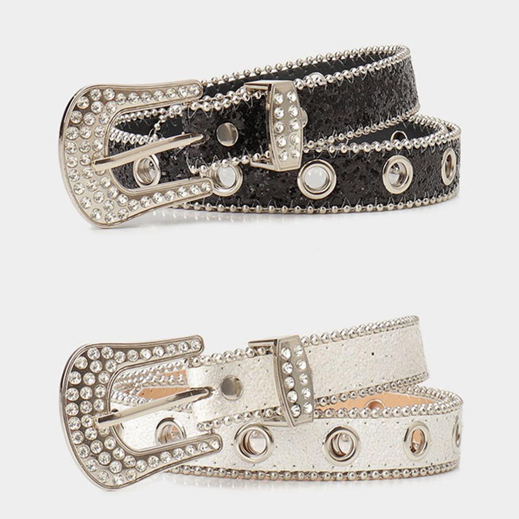 Punk Waist Belly Chain Belt for Women Men for Street Dance Prom Hip Hop Rock Music PU Belt Jean Stunning Buckle