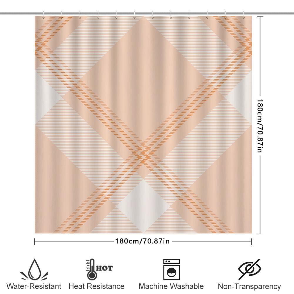 Pink Bath Shower Curtain With Modern Geometric Design For Bathroom Decor Waterproof Fabric Home Decoration Pink (180X240Cm) On