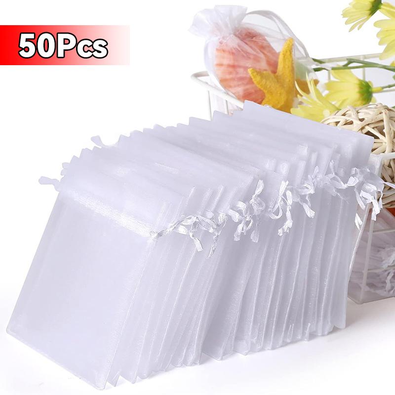 100Pcs/lot 9x12CM Organza Bags Jewelry Bag Wedding Party Decoration Drawable Bags Gift Pouches Jewelry Packaging