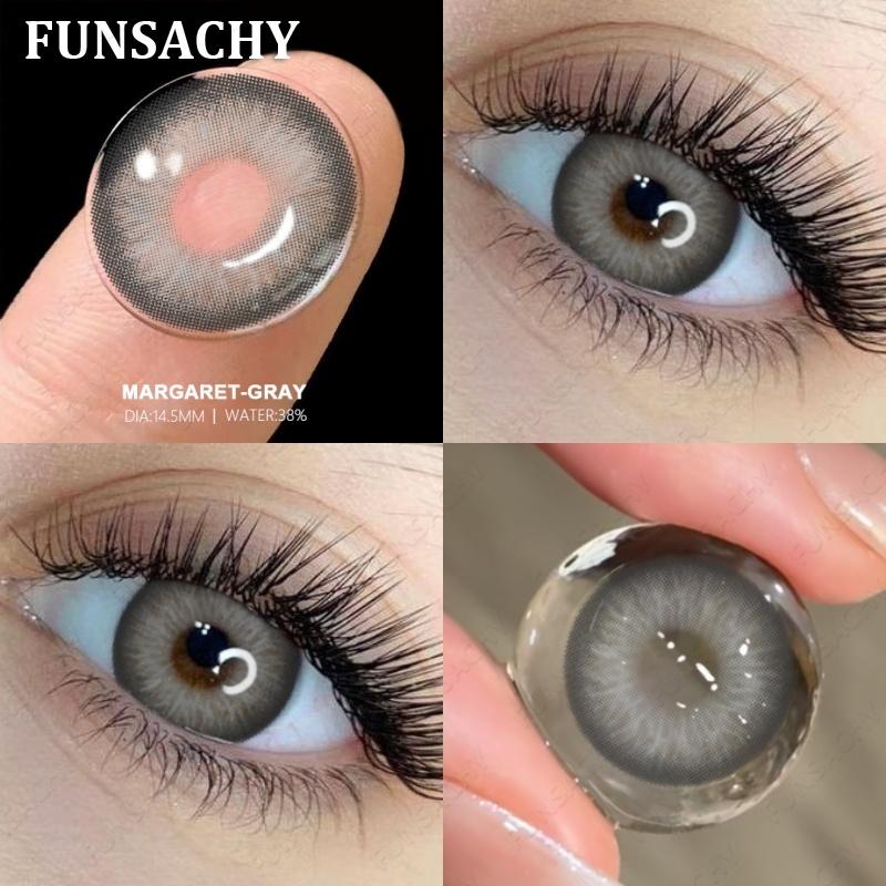 FUNSACHY 1pair Natural Blue Gray Color Contact Lenses Cosmetic Softlens 14.2mm Fashion Natural Brown Eye Contacts Yearly Use