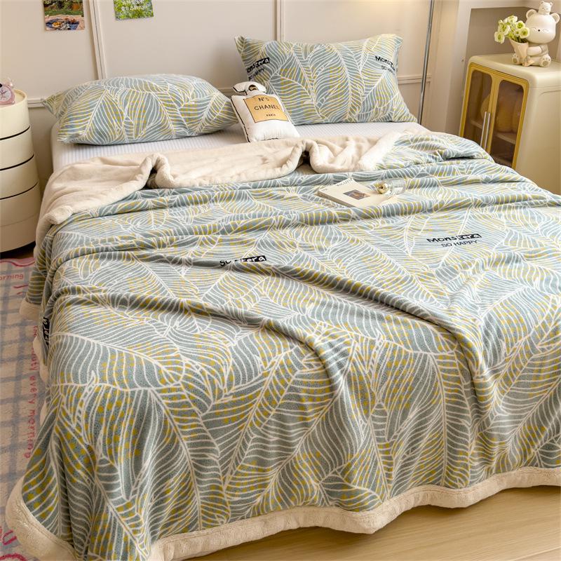 Yunjin Oboustranná zimní fleecová deka - Hrubá, útulná přehoz na pohovku a kancelářský šál