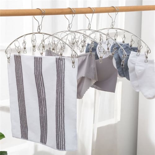 Skoad Clothes Drying Pegs, Stainless Steel Clothes Hangers, Sock Hangers, Clothespin Hangers, Laundry Pegs, Hooks, Pegs, Strong Spring, Windproof, Fit
