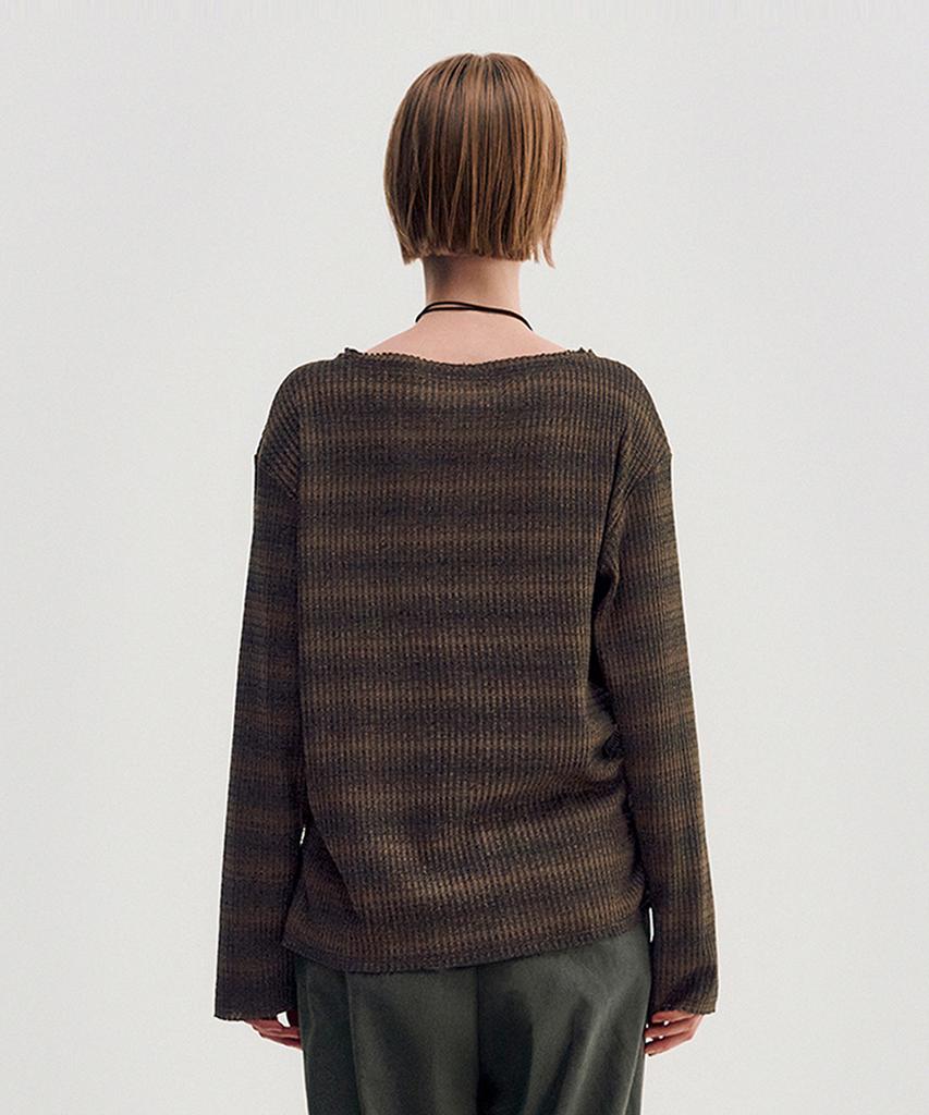 Kimjisu Dozi - Raw Edge Pinched Pullover _ Brown
