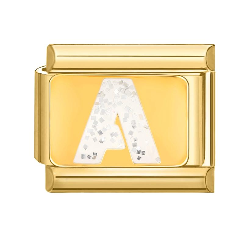 Fashion Golden 26 Letters A-Z Italian Links Charm Beads 9mm Stainless Steel Bracelet Jewelry DIY Hand Making