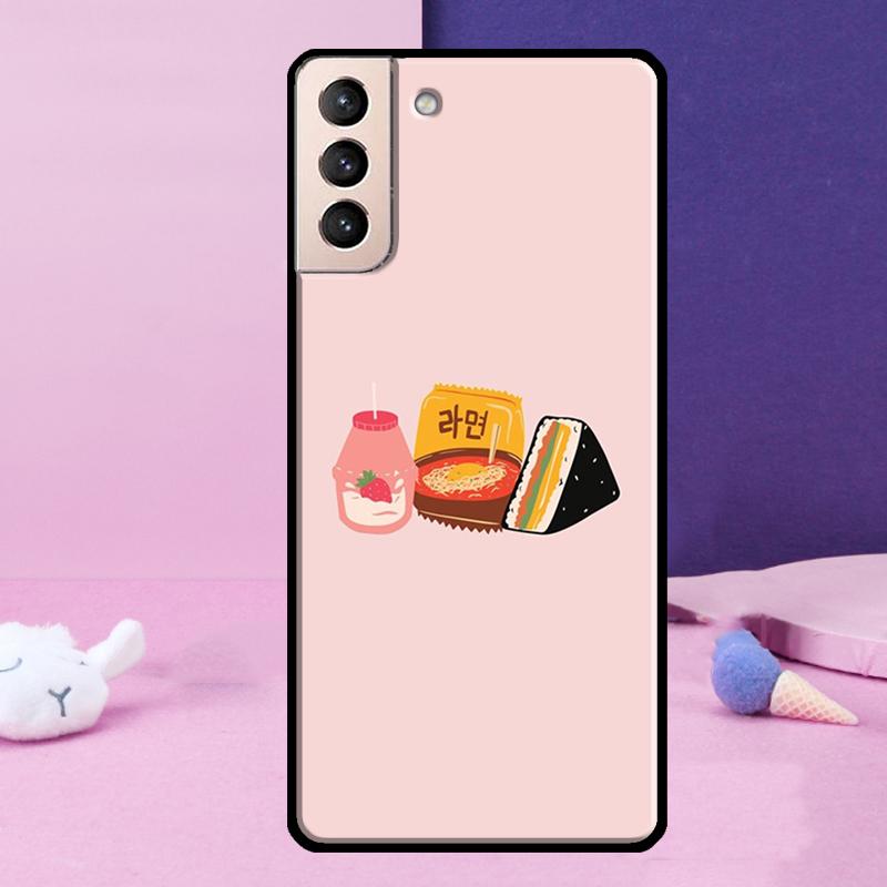 Kawaii Strawberry Milk Phone Case For Samsung Galaxy S25 Ultra S24 S23 Ultra S9 S10 S20 S21 S22 Plus S24 FE Cover