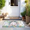 1pc Easter Bunny & Egg Door Mat - Soft Polyester, Non-Slip, Absorbent Floor Mat with Vibrant Spring Design, Machine Washable for