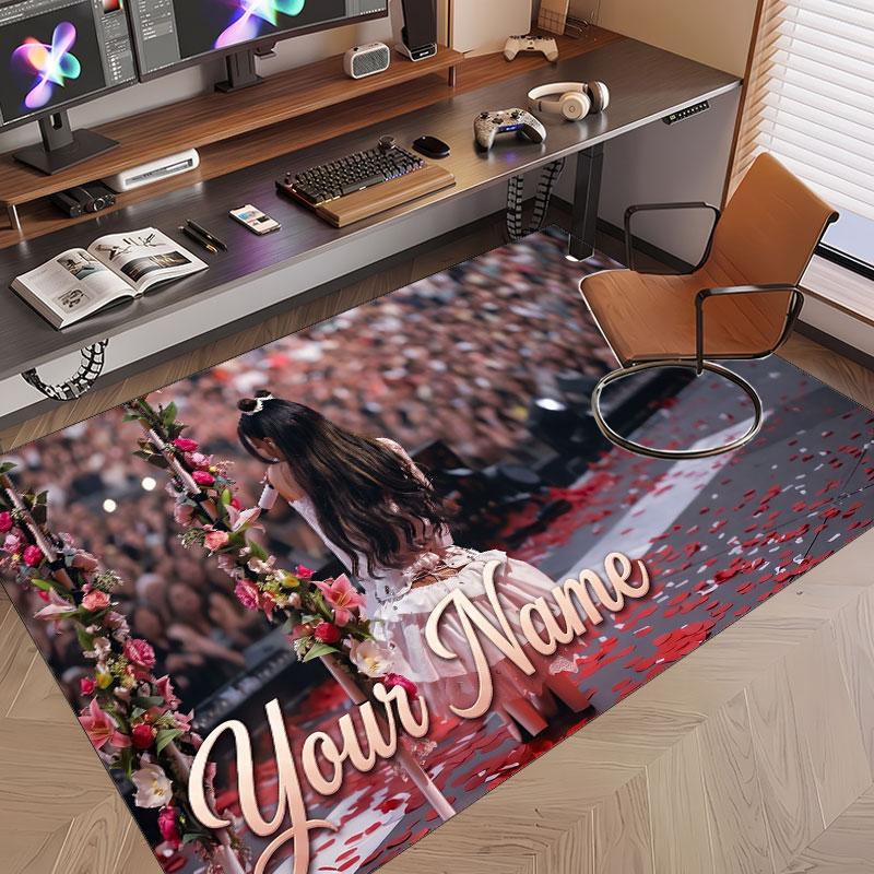 Custom Name Crystal Velvet Rug,Ayliva Comfortable Anti Slip Floor Mat For Room Decoration