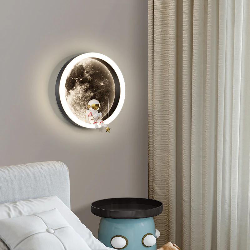 Modern LED Wall Lamp Moon Cartoon Astronaut Wall Sconces Children's Room Living Room Bedroom Bedside Home Decor Lighting Lustre