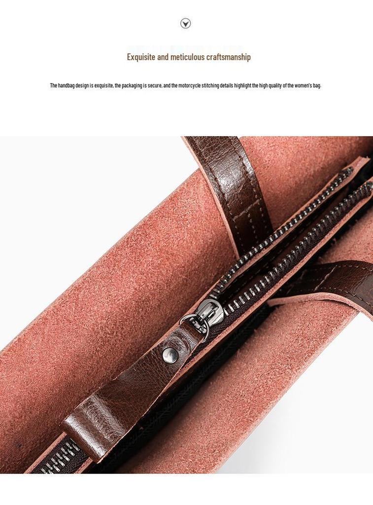 Women's Genuine Leather Tote Bag - Large Capacity Underarm Handbag, Elegant 2026 New Style, Oil Wax Cowhide, Perfect for Commuting.