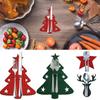 4PCS Household Elk Xmas Tree Table Decorations Cutlery Bag Christmas Knife Fork Holder Tableware Organizer