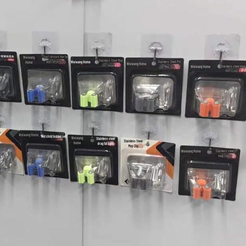 Stainless Steel Wall-Mounted No-Drill Mop and Broom Holder