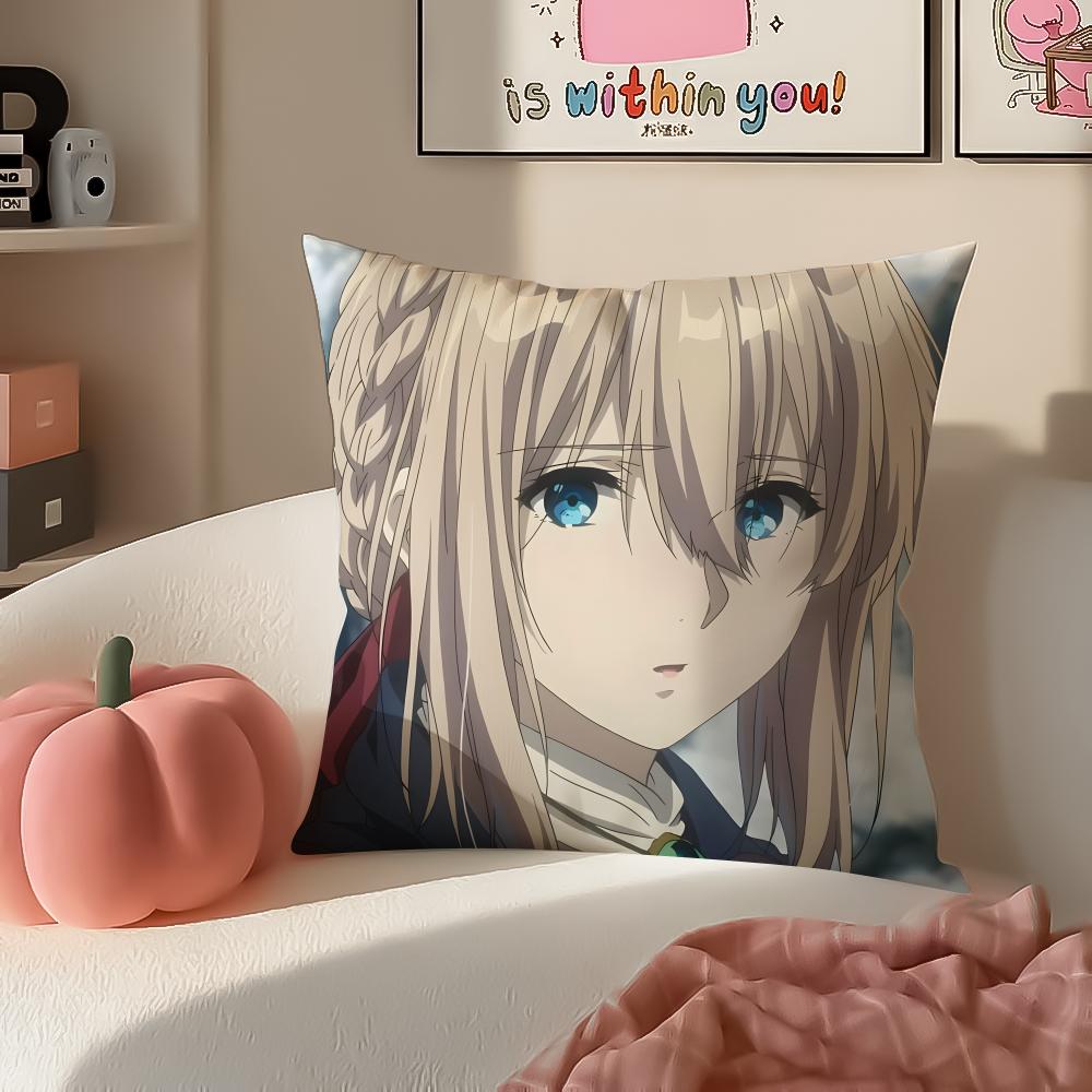 Anime poignant Violet EEvergarden Cushion Cover Pillowcase Short Plush Invisible zipper Room Sofa Cushion Cover