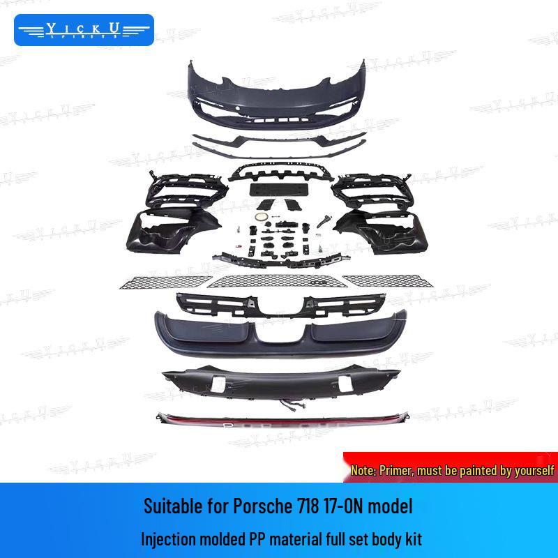Porsche 718 GTS Front Bumper Assembly & Rear Lip Kit with Tail Light Injection Molded PP