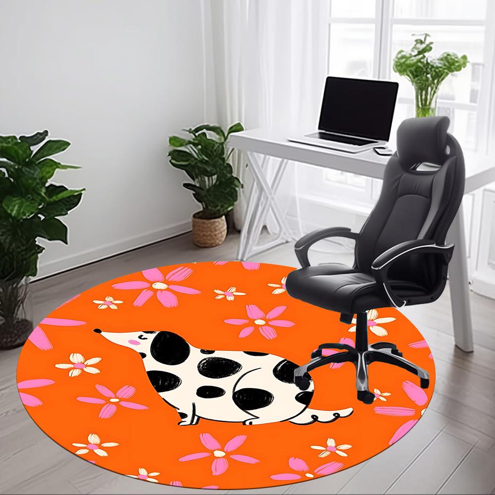 1pc Dalmatian, Floral Chair Carpet for Office Non Slip, Lightweight, Machine Washable Rug for Office Holiday Decor