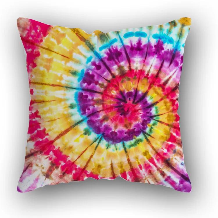 Sofa Bed  Square Pillowcases Home Decor Colorful Swirl  Bedroom Rainbow Decorative