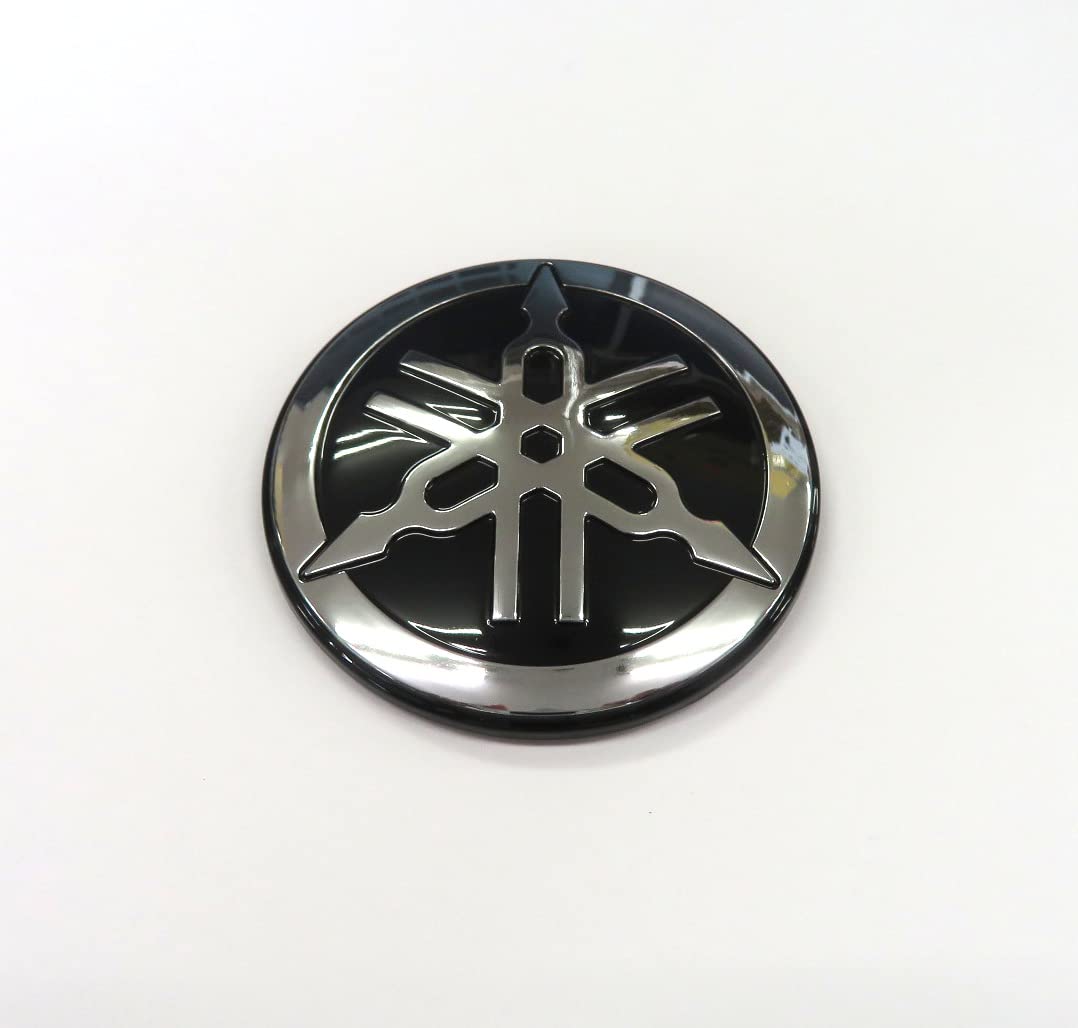 

Genuine Yamaha tuning fork logo emblem aluminum diameter 50mm sticker, coated, silver, black,
