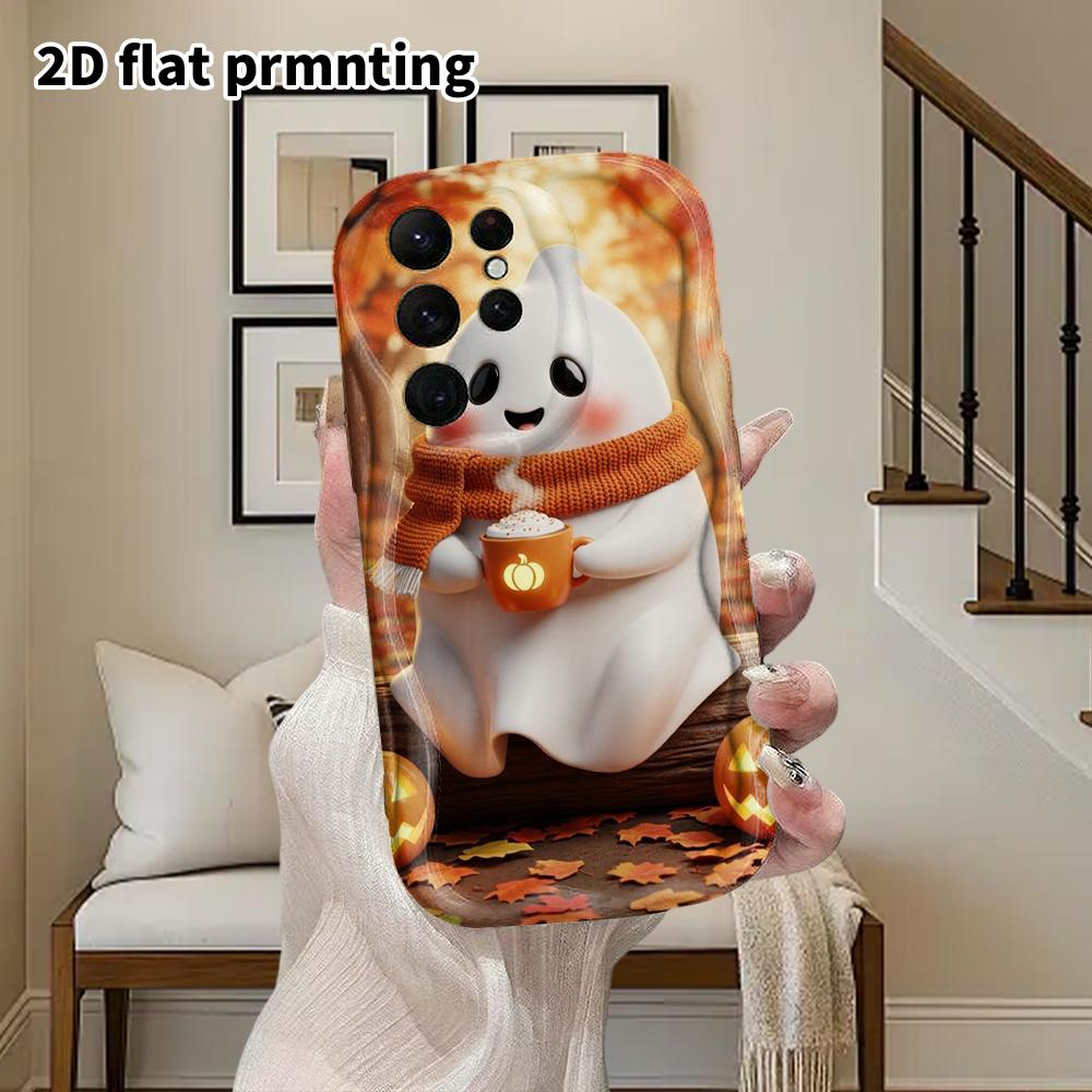 Phone Case: 2D Flat Samsung Galaxy A34 A35 M05 M06 S20 S22 S21 FE Plus 5G Protective Case, Couple Style, Cocoa Ghost, Christmas and Halloween Gifts