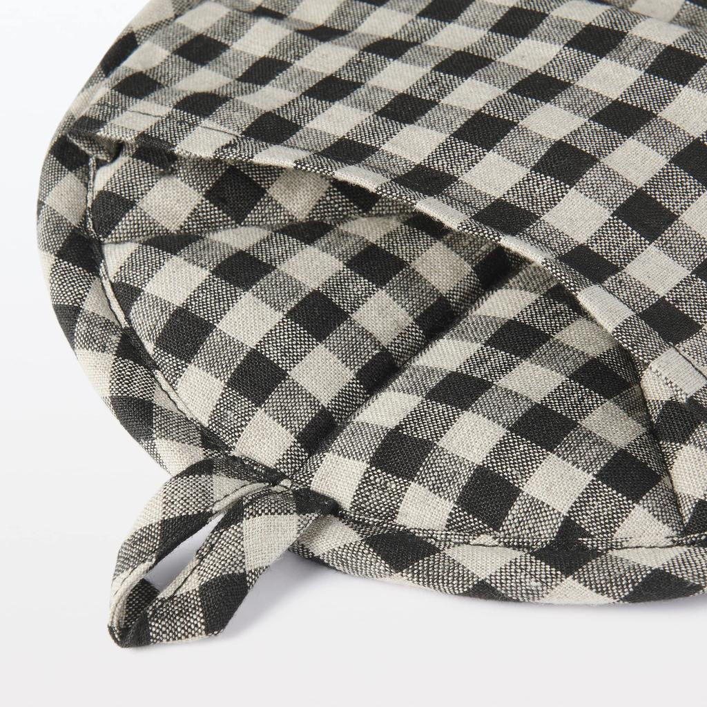 MUJI Pot Holder that can also be used as a Gingham 19 x 19 Linen Plain 12727545 trivet, Check, cm, Weave,