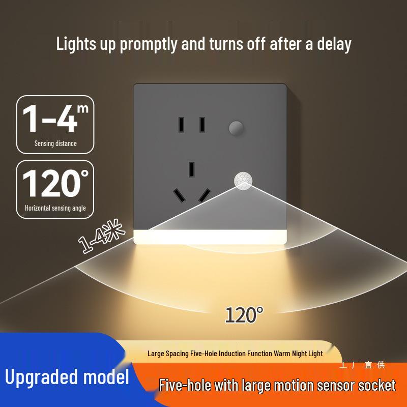 LED Night Light with Motion Sensor, Recessed Floor Lamp & Socket for Staircase, Corridor, Bedside