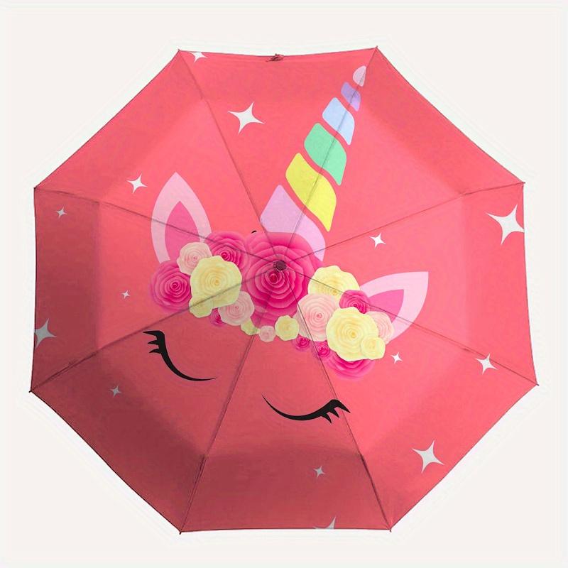 Magical Unicorn Floral Headband for KidsUmbrella, Portable 3-Fold Compact Umbrella,Christmas Gift ES444