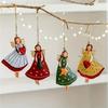 4PCS/Set Vintage Angel Hanging Decor Fantasy Wooden Xmas Tree Hanging Ornament 2025 Navidad Decor for Home 2026 New Year Gift 7