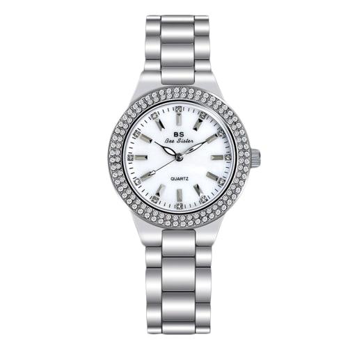 RORIOS Women's Watch, Water Resistant, Quartz Movement, Diamond Decor, Sparkling, Cute, Business, Casual, Simple, Commuting, School, White