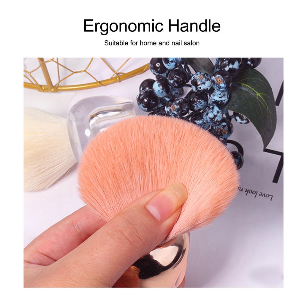 2pcs Nail Dust Cleaner Brush Exquisite Mellow Handle Soft Hair Nail Dust Powder Remover for Home Salon