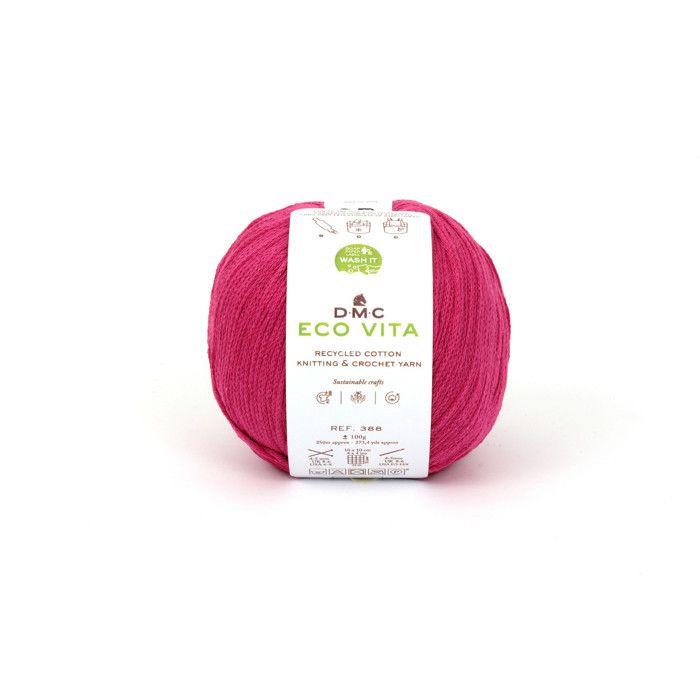 Fil Coton Recyclé Eco Vita 3mm 100g Tricot et Crochet Col. 155 rose