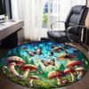 1pc Mushroom Butterfly Office Round Area Rug, Indoor Mat Suitable ForOffice, Under Office Chairs Bedroom Living Room Home Decor, D136