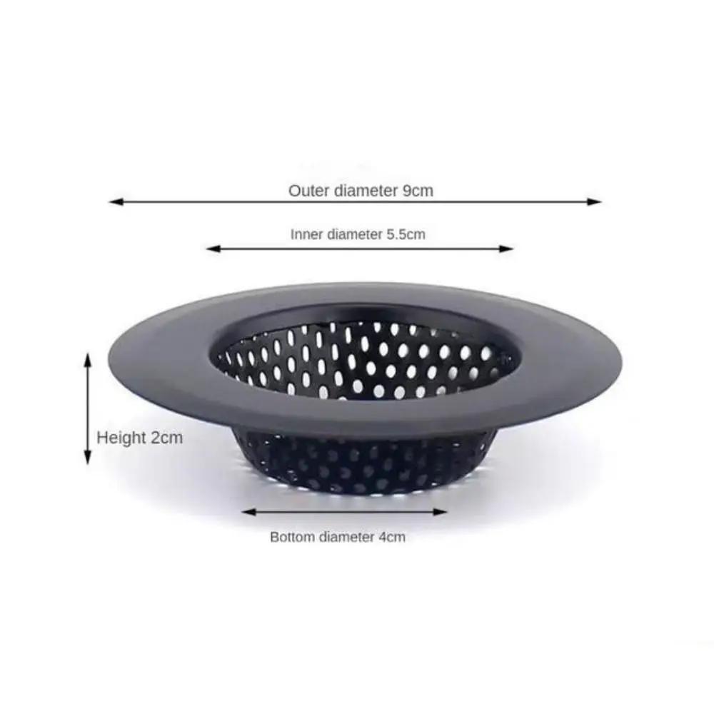 Stainless Steel Sink Strainer Anti Clog Black Drain Filter Hair Clean Up With Handle Mesh Trap Kitchen Bathroom Accessories