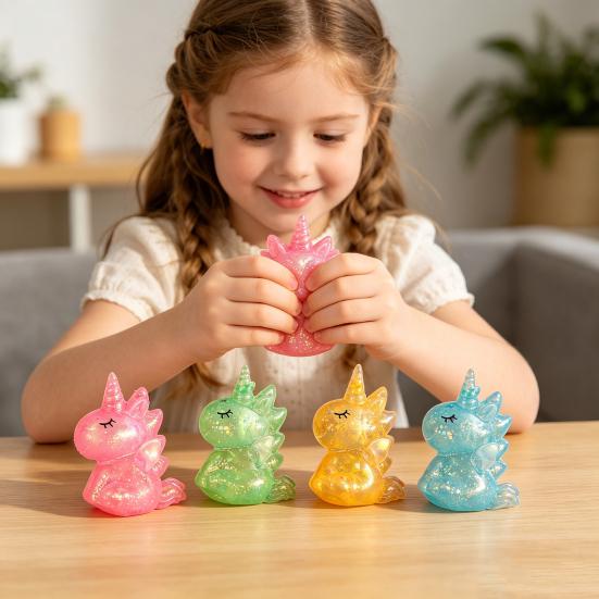 Glitter Squeeze Toy Slow Rebound Soft Elastic Pinching Feeling Cute Decompression Tool for Kids Portable Stress Reliever