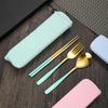 2/3Pcs Portable Tableware Stainless Steel Cutlery Set with Case Travel Camping Dinnerware Spoon Fork Chopsticks Kitchen Utensils
