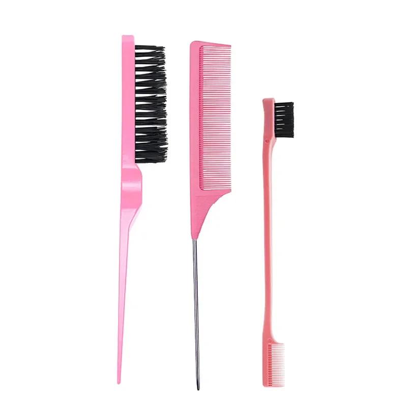 3pcs/set Hair Coloring Brushes Combs Pointed Tail Hairdressing Comb Double Comb Three Rows of Styling Brush Eyebrow Brush Tools