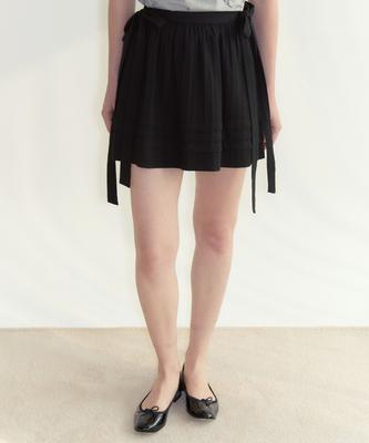 Sinun Ribbon Mini Skirt (Black)